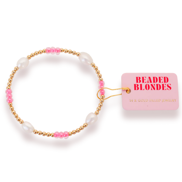 Hot Pink Pearl Poppi Stretch Bracelet