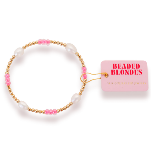 Hot Pink Pearl Poppi Stretch Bracelet