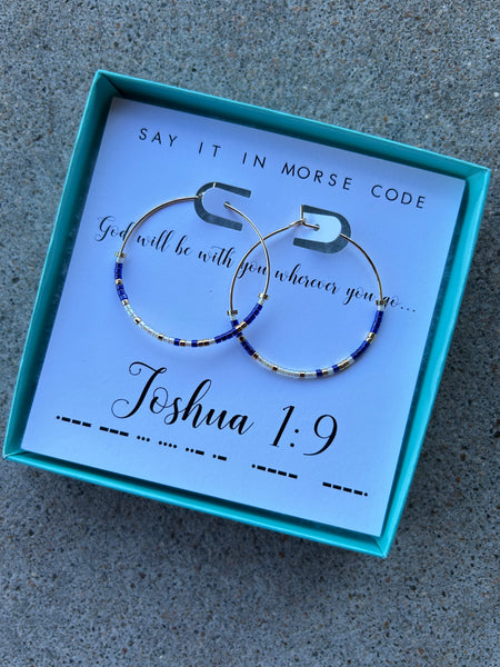 Joshua 1:9 Morse Code Hoop Earrings