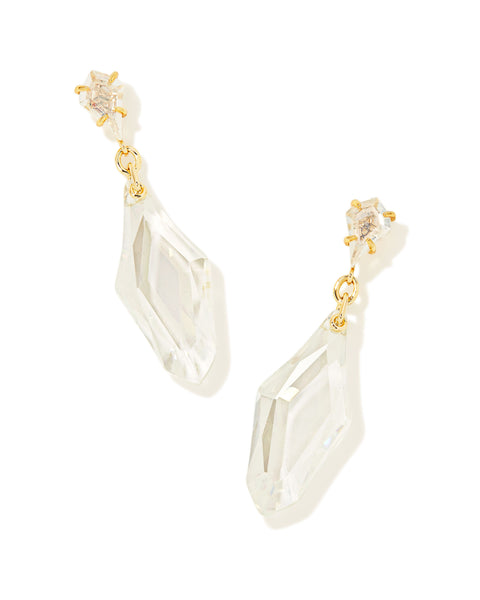 Alexandria Gold Statement Earrings in Lustre Clear Glass