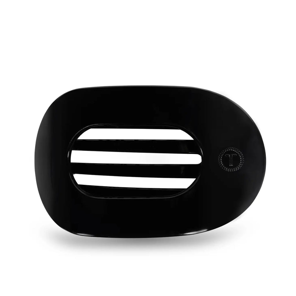 Jet Black Flat Round Hair Clip