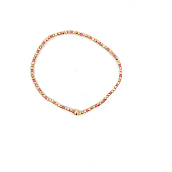 Hope Sincerity Pattern 2mm Bead Bracelet in Bright Pink