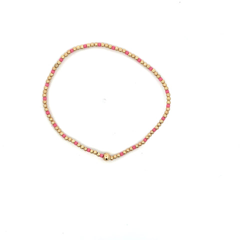 Hope Sincerity Pattern 2mm Bead Bracelet in Bright Pink