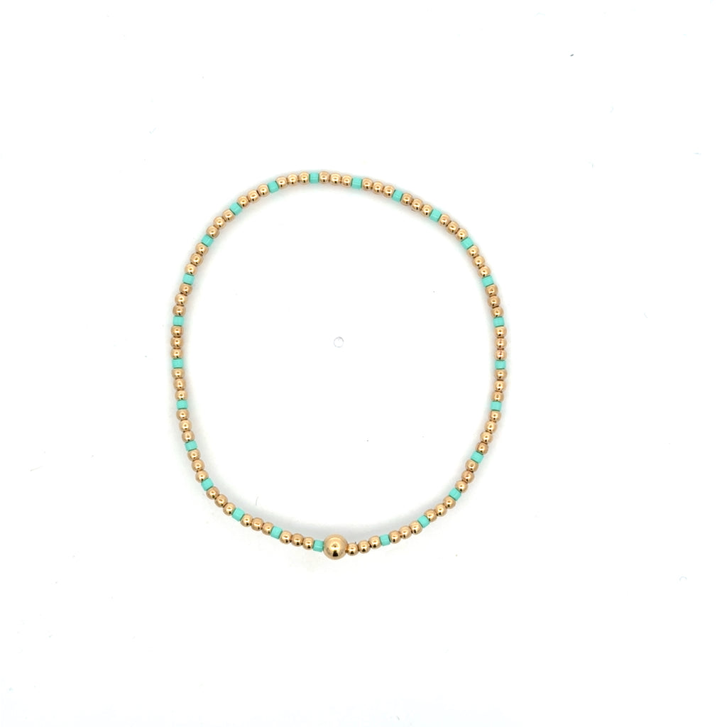 Hope Sincerity Pattern 2mm Bead Bracelet in Mint