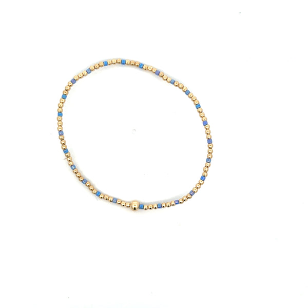 Hope Sincerity Pattern 2mm Bead Bracelet in Bright Blue