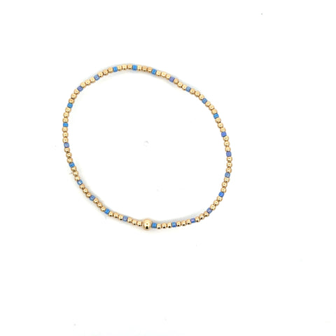 Hope Sincerity Pattern 2mm Bead Bracelet in Bright Blue