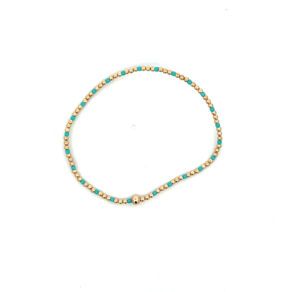 Hope Sincerity Pattern 2mm Bead Bracelet in Turquoise