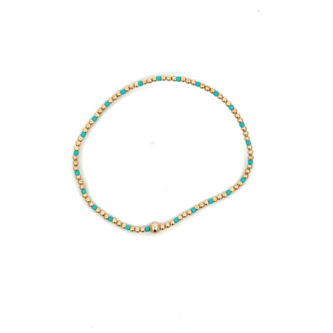 Hope Sincerity Pattern 2mm Bead Bracelet in Turquoise