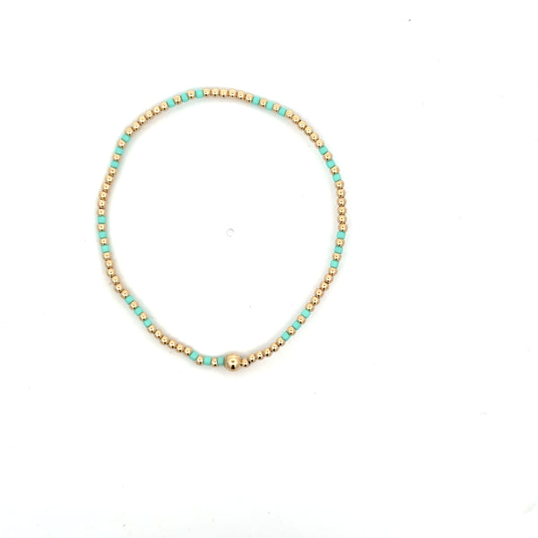 Hope Joy Pattern 2mm Bead Bracelet in Mint