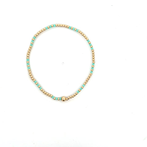 Hope Joy Pattern 2mm Bead Bracelet in Mint