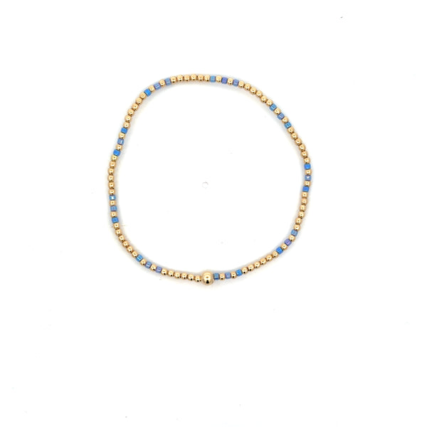 Hope Joy Pattern 2mm Bead Bracelet in Bright Blue
