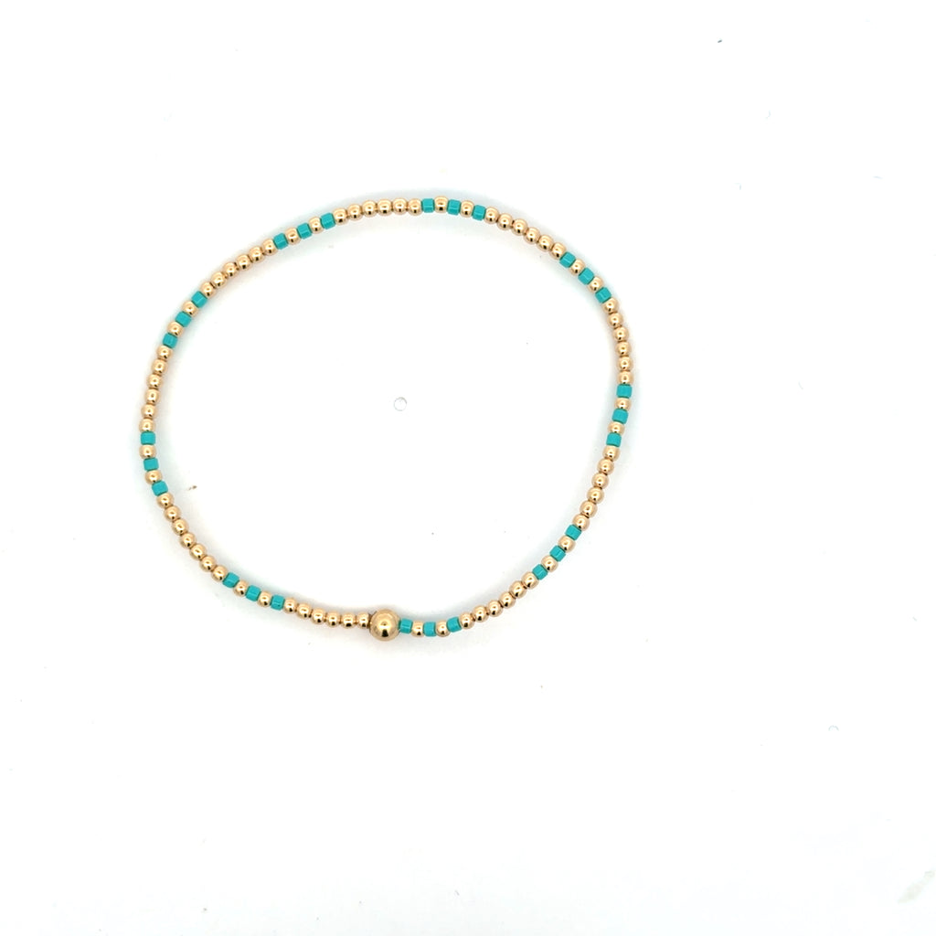 Hope Joy Pattern 2mm Bead Bracelet in Turquoise