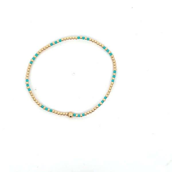 Hope Joy Pattern 2mm Bead Bracelet in Turquoise