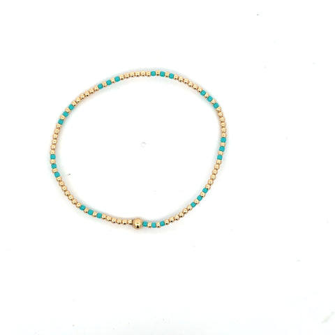 Hope Joy Pattern 2mm Bead Bracelet in Turquoise