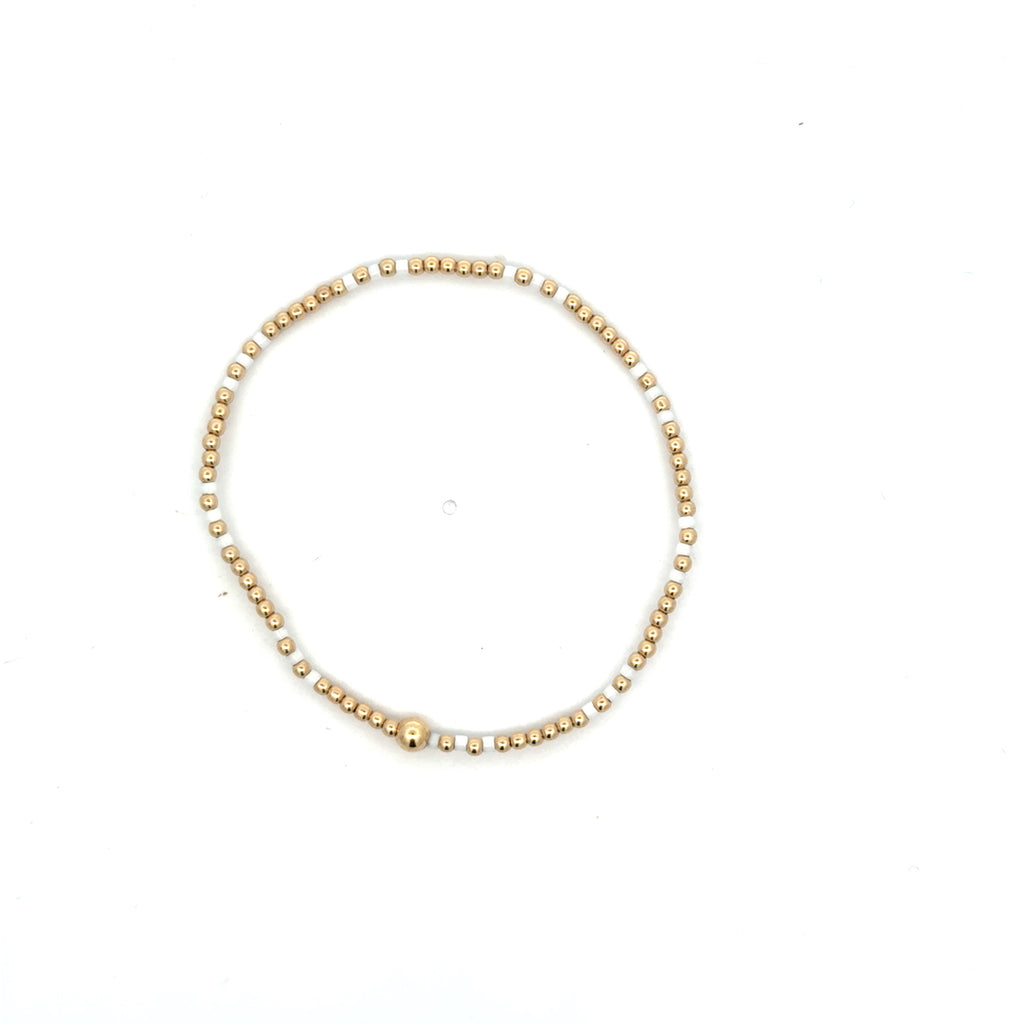 Hope Joy Pattern 2mm Bead Bracelet in White