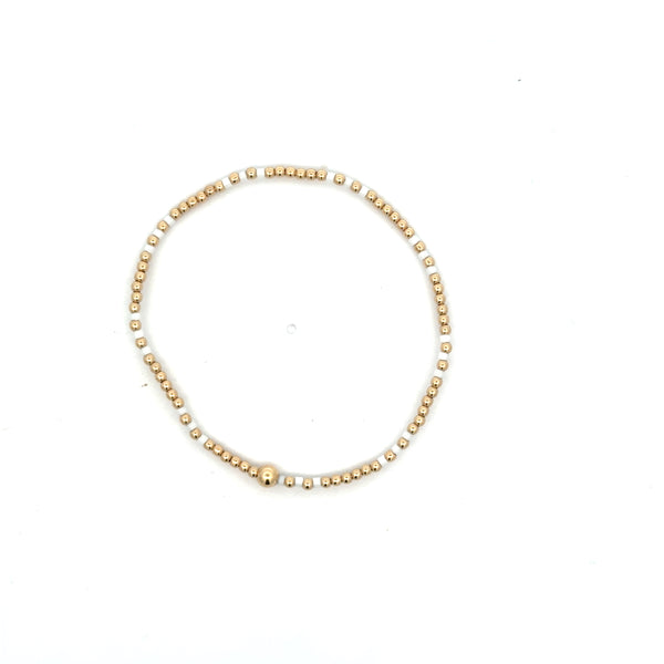Hope Joy Pattern 2mm Bead Bracelet in White