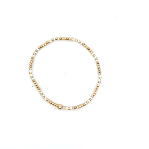 Hope Joy Pattern 2mm Bead Bracelet in White
