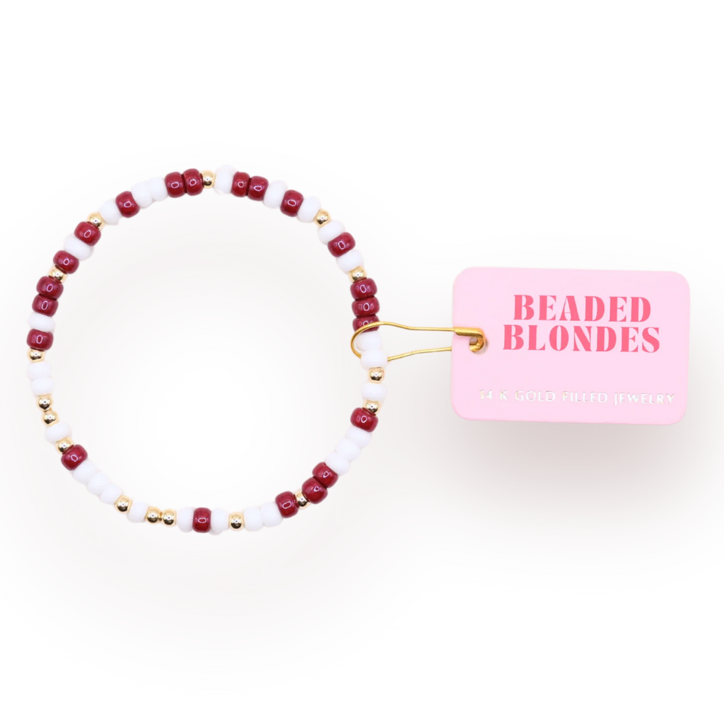 Maroon & White Sprinkle Stretch Bracelet