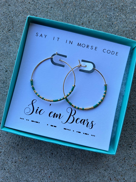 Sic 'em Bears Morse Code Hoop Earrings