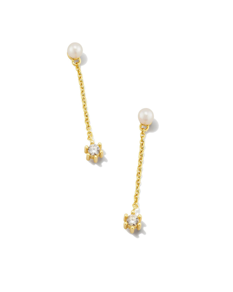 Leighton Gold Pearl Linear Earring