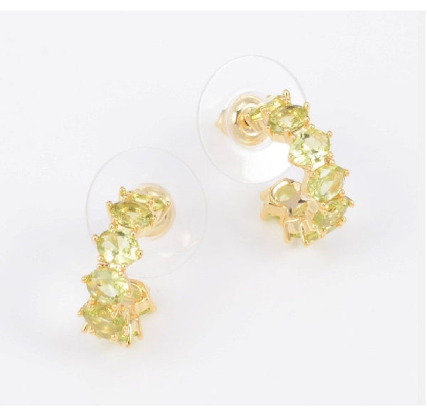 Cailin Crystal Huggie Earrings in Peridot