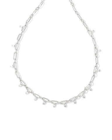 Lindy Crystal Chain Necklace in White CZ
