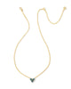 Katy Heart Gold Short Pendant Necklace in Teal Glass