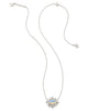 Grayson Silver Sunburst Frame Short Pendant Necklace in Iridescent Opalite Illusion