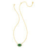 Elisa Gold Crystal Frame Short Pendant Necklace in Kelly Green Illusion