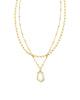 Alexandria Gold Multi Strand Necklace in Clear Rock Crystal