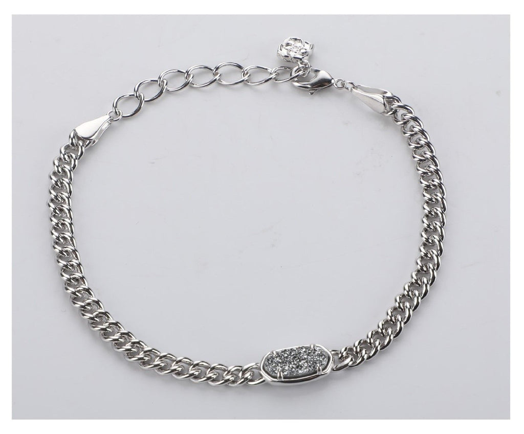Grayson Delicate Link Chain Bracelet in Platinum Drusy