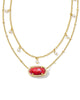 Elisa Pearl Gold Multi-Strand Necklace in Bronze Veined Red Fuchsia