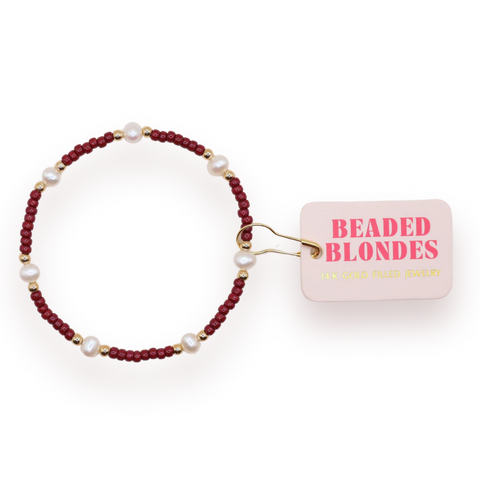 Maroon Pearl Stretch Bracelet
