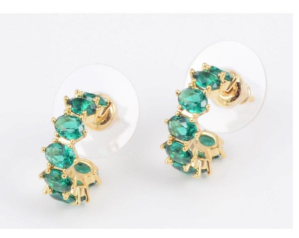 Cailin Crystal Huggie Earrings in Green