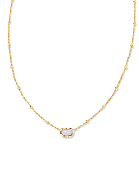 Mini Elisa Gold Satellite Pendant Necklace in Pink Opalite Crystal