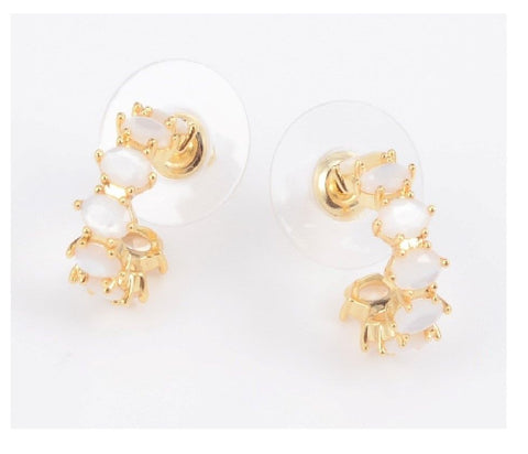Cailin Crystal Huggie Earrings in Ivory Mother of Pearl