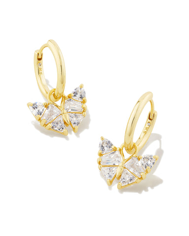 Blair Butterfly Huggie Earring in White Crystal
