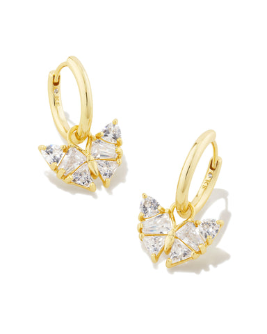 Blair Butterfly Gold Huggie Earring in White Crystal