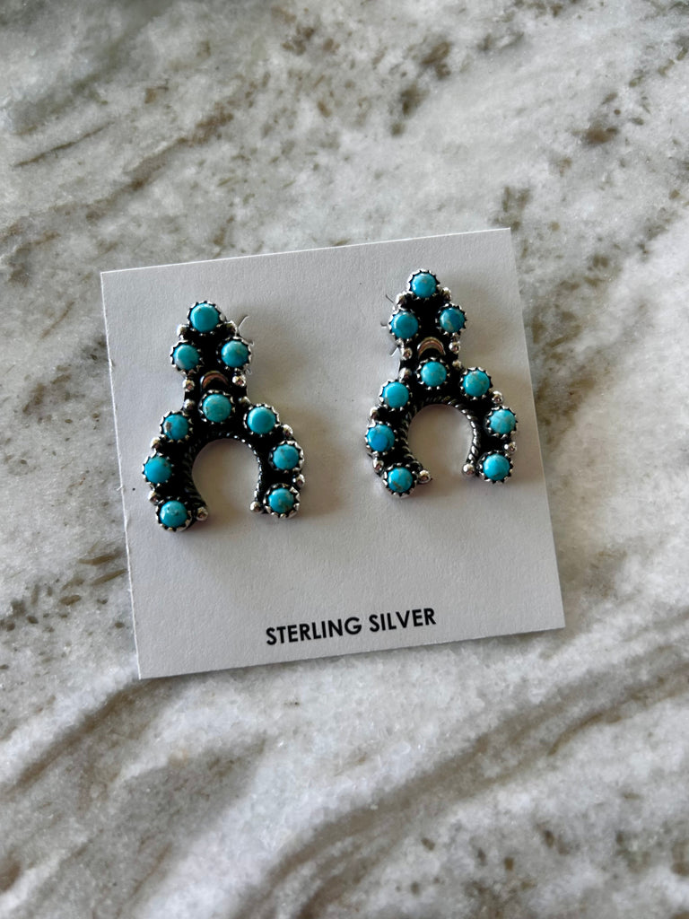 Turquoise Small Open Horseshoe Stud Earrings