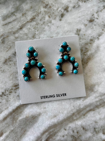 Turquoise Small Open Horseshoe Stud Earrings