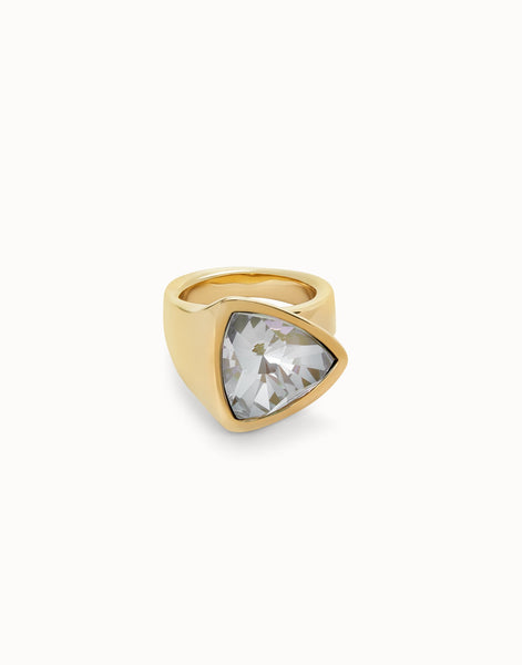 Gold Iridescent Crystal Triangle Ring