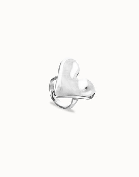 Chunky Fun Heart Silver Ring - Beat Colection