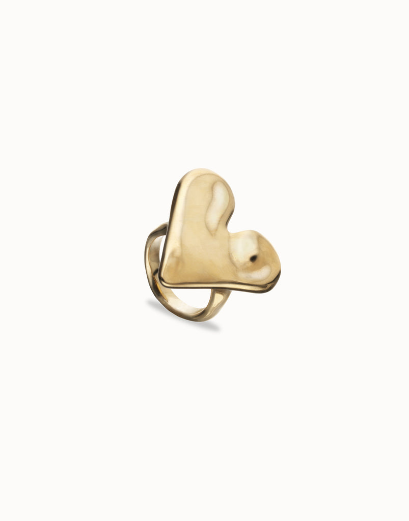 Chunky Fun Heart Gold Ring - Beat Collection