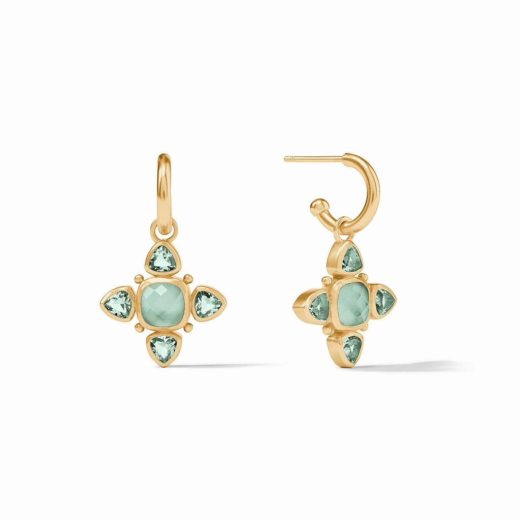 Aquitaine Hoop & Charm Earrings in Iridescent Aquamarine Blue