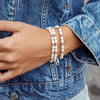 Silver Freshwater Pearl & White CZ Bezel Set Bracelet