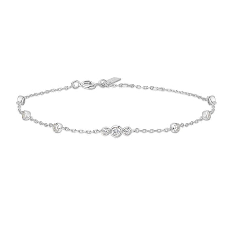 Silver Sparkling Bezel CZ Station Bracelet