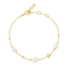 Gold Shell Pearl & Star Station Bracelet