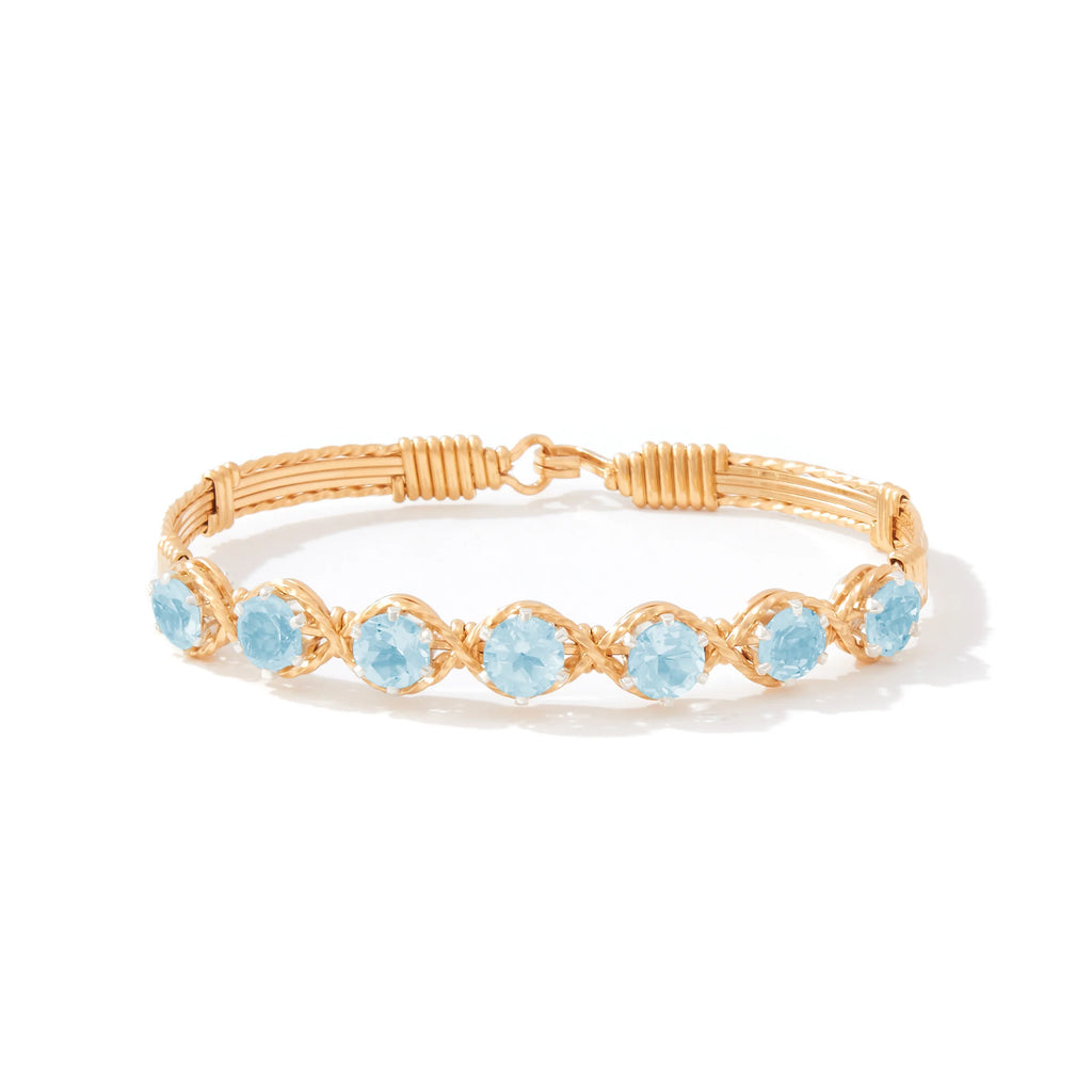 Dawn Bracelet in 14K Gold Artist Wire with Silver Wraps