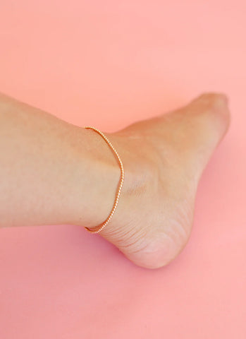 2MM Gold Beaded Anklet