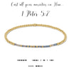 1 Peter 5:7 {Cast all your anxieties on him, because he cares for you} Morse Code Stretch Bracelet